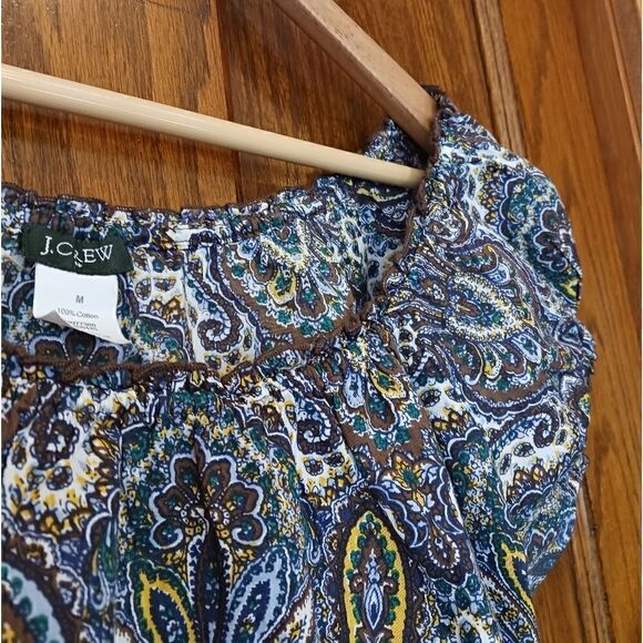 J CREW Paisley Peasant Cotton Short Sleeve Blouse - Picture 4 of 12